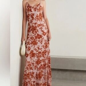 L'AGENCE Pink and Brown Floral Maxi Dress